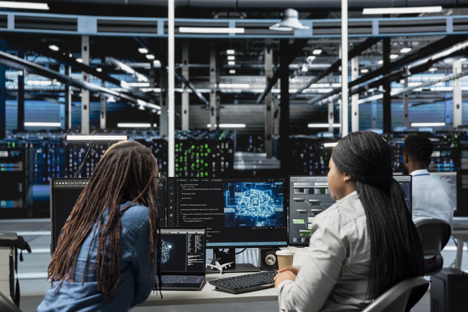 data-center-engineering-team-working-together-using-ai-visualization