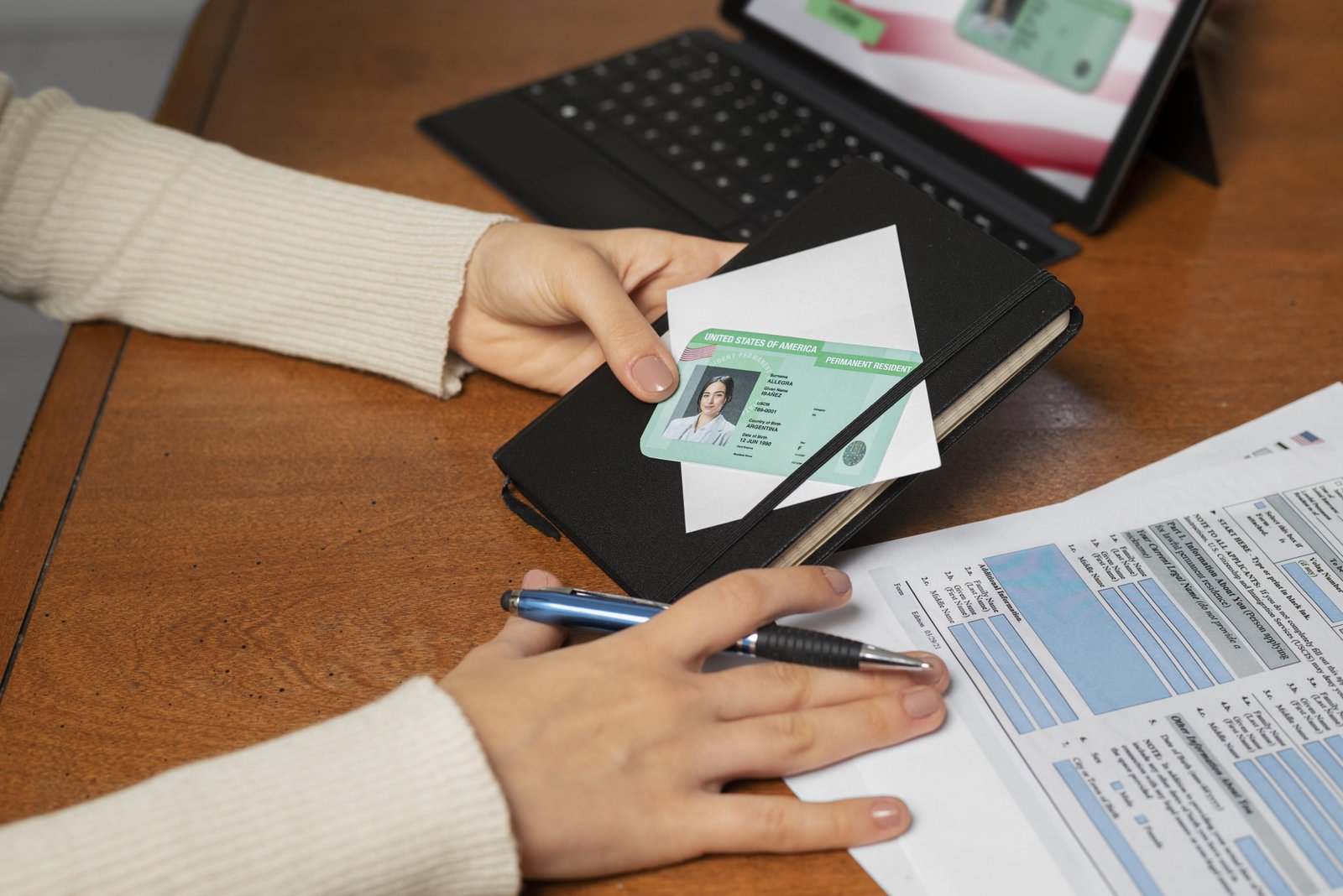 top-view-green-card-application